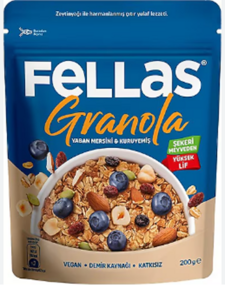 FELLAS GRANOLA 200GR -  YABAN MERSİNİ&KURUYEMİŞ